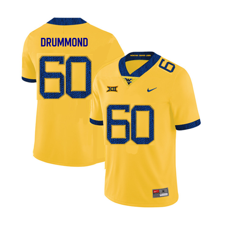 2019 Men #60 Noah Drummond West Virginia Mountaineers College Football Jerseys Sale-Yellow - Click Image to Close